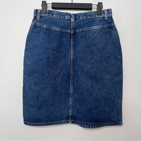 Vintage Unleaded Medium Wash Denim Mini Skirt Size 11 High Waist 90s Sportwear - Picture 4 of 5